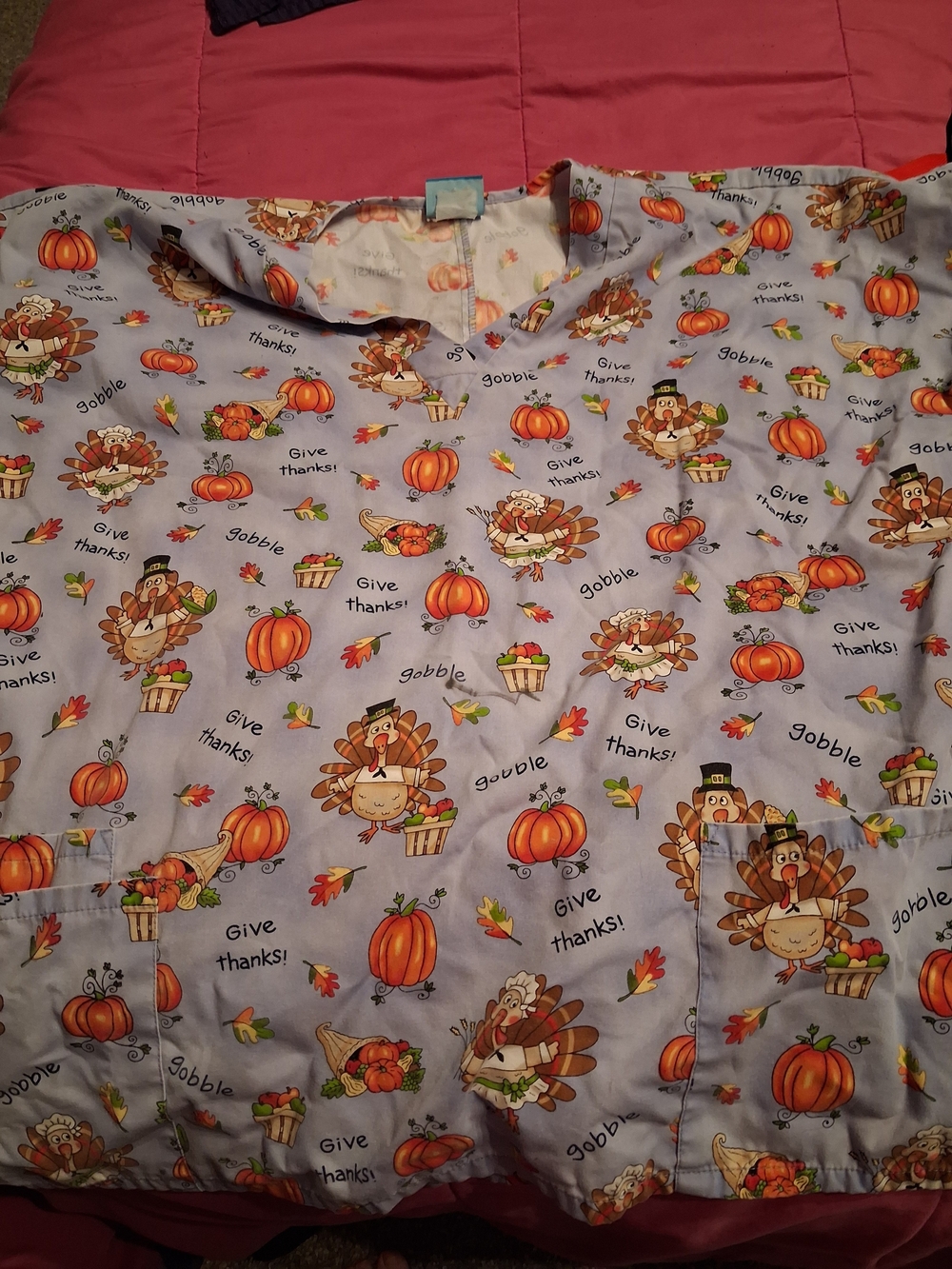 Thanksgiving Scrub Shirt, 2XL